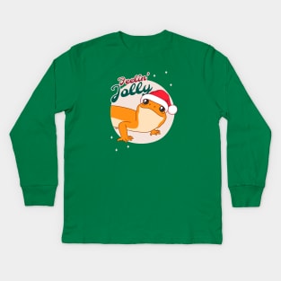 Tangerine Leopard Gecko, Christmas Edition! Feelin Jolly! Kids Long Sleeve T-Shirt